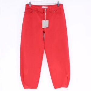Tibi Barrel Jeans Brancusi Crop Womens W26 L27 Long NEW Red Orange Denim